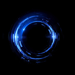 Vivid abstract background. Beautiful design of rotation frame.  .Mystical portal. Bright sphere lens. Rotating lines. Glow ring. .Magic neon ball. Led blurred swirl. Spiral glint lines. HUD