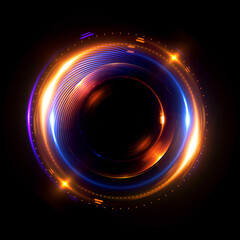 Vivid abstract background. Beautiful design of rotation frame.  .Mystical portal. Bright sphere lens. Rotating lines. Glow ring. .Magic neon ball. Led blurred swirl. Spiral glint lines. HUD