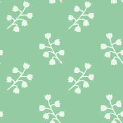 Fototapeta na wymiar Seamless pattern with Lily of the valley. Floral background. For decor and design of fabric, paper, packaging, Wallpaper