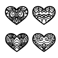 Fototapeta na wymiar Valentines Hearts, floral mandala heart, wedding design, paper cut st. Valentine's day card template