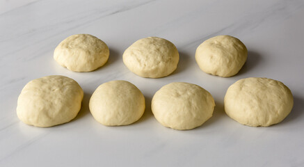Fototapeta na wymiar Step by step preparation of yeast donuts