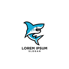 Obraz premium mascot angry blue shark sport game club team vector logo template illustration design
