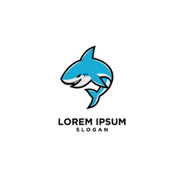 mascot angry blue shark sport game club team vector logo template illustration design