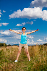 Fototapeta premium Teenage girl exercising outdoor 