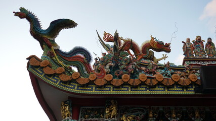 the roof of a temple in Guangming Village, Taiping District, Taichung City, Taiwan, January