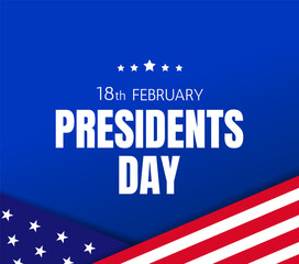 18th February Presidents day banner design concept with American flag elements. - Vector illustration