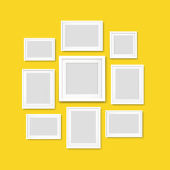 Picture Frame Isolated Yellow Background With Gradient Mesh, Vector Illustration