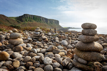 stone balancing on the beach on Arran
