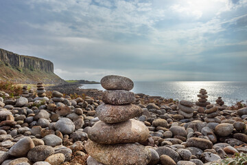 stone balancing on the beach on Arran