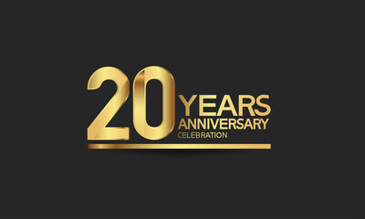 20 years anniversary celebration with elegant golden color isolated on black background can be use for special moment, party and invitation event