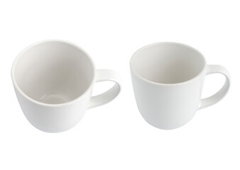 Empty white coffee cup or white coffee mug isolated on white background