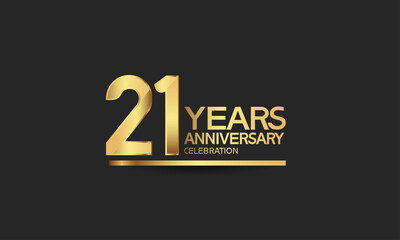 21 years anniversary celebration with elegant golden color isolated on black background can be use for special moment, party and invitation event