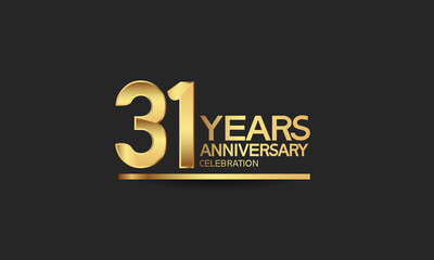 Obraz premium 31 years anniversary celebration with elegant golden color isolated on black background can be use for special moment, party and invitation event