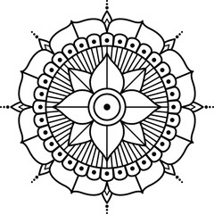round indian mandala decorative with lotus petal 