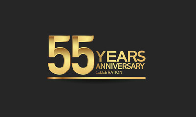 Fototapeta na wymiar 55 years anniversary celebration with elegant golden color isolated on black background can be use for special moment, party and invitation event