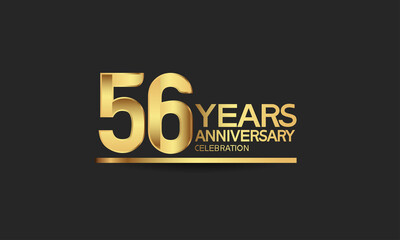 56 years anniversary celebration with elegant golden color isolated on black background can be use for special moment, party and invitation event