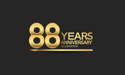 88 years anniversary celebration with elegant golden color isolated on black background can be use for special moment, party and invitation event