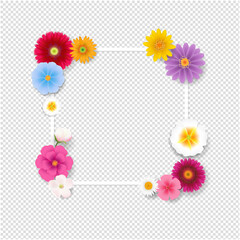 Frame With Flowers Transparent background With Gradient Mesh, Vector Illustration