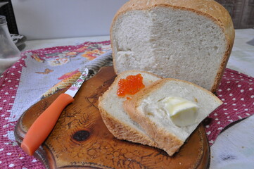 White bread on a board