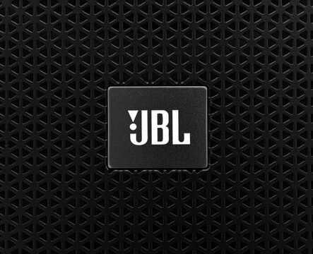Uzhgorod, Ukraine - February 06, 2021: JBL logo on the speaker.