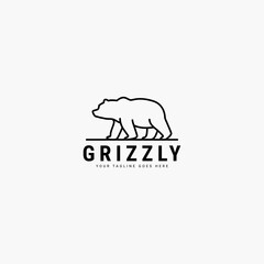 Grizzly bear line art minimalist logo vector illustration design