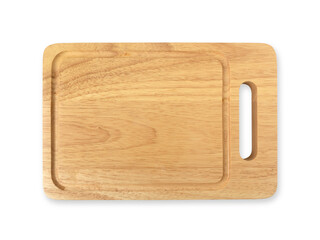 Top view wooden butcher with hanging isolated on white background.