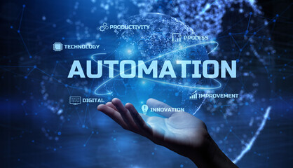 Automation - business workflow optimisation. RPA - Robotic process automation. Smart technology...