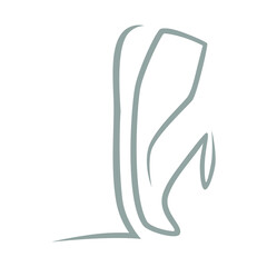 Sports running shoe outline symbol on white backdrop. Design element