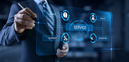 Service customer satisfaction technical support concept on virtual screen