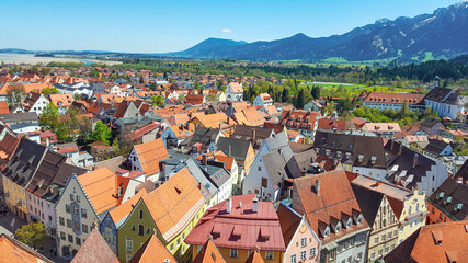 Fototapeta na wymiar Beautiful panorama of the city of Fussen. Bavaria, Germany