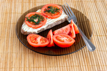 sandwich with red caviar