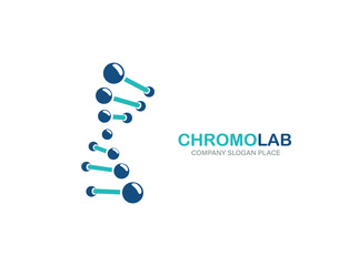 Dna helix vector logo concept. Chemistry laboratory identity logotype template