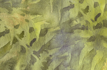 Watercolor abstract texture on paper, color green grass