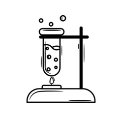 An icon of a chemical inside a test tube. An icon showing chemical being heated inside a test tube.