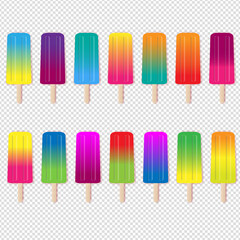Colorful Collection Ice Cream Transparent Background With Gradient Mesh, Vector Illustration