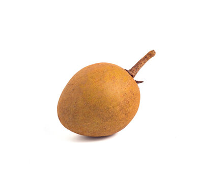 Ripe thai fruit sapodilla isolated on white background