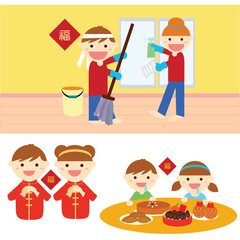 Chinese New Year activities cartoon