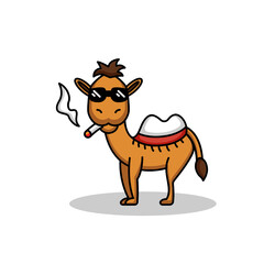 cute cool camel mascot logo design
