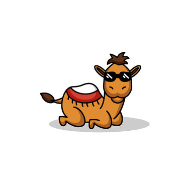 cute cool camel mascot logo design