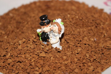 bride and groom in coffee