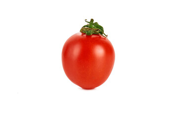 Fresh tasty red cherry tomatoes on white background