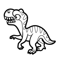 Cute cartoon tyrannosaurus outline for coloring on a white background