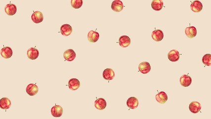 many red fresh apples animated wiggle on a pastel pink background. seamless looping animation of realistic 3d food. minimal motion design art with fruits - Powered by Adobe