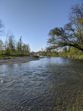 View of Traunwalchen church and Traun river