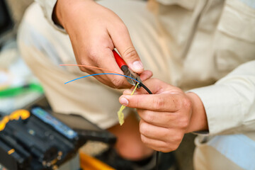 Fiber Optic Fusion Splicing Cable checking signal and Wire connection with Fiber Optic Fusion...