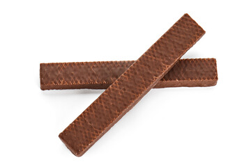 sweet chocolate waffles on white background