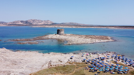 view of the la Pelosa beach in Stintino, Sardegna, Italy 