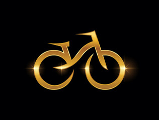 Golden Bicycle Logo Sign