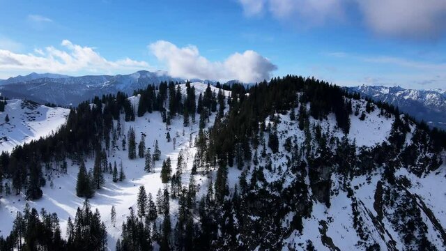 Drohnen Flug &uuml;ber die Voralpen im Winter, Europe Germany Aerial Drone