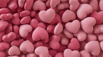 Heart background. Valentine Wallpaper with Pink love hearts. 3D Render 